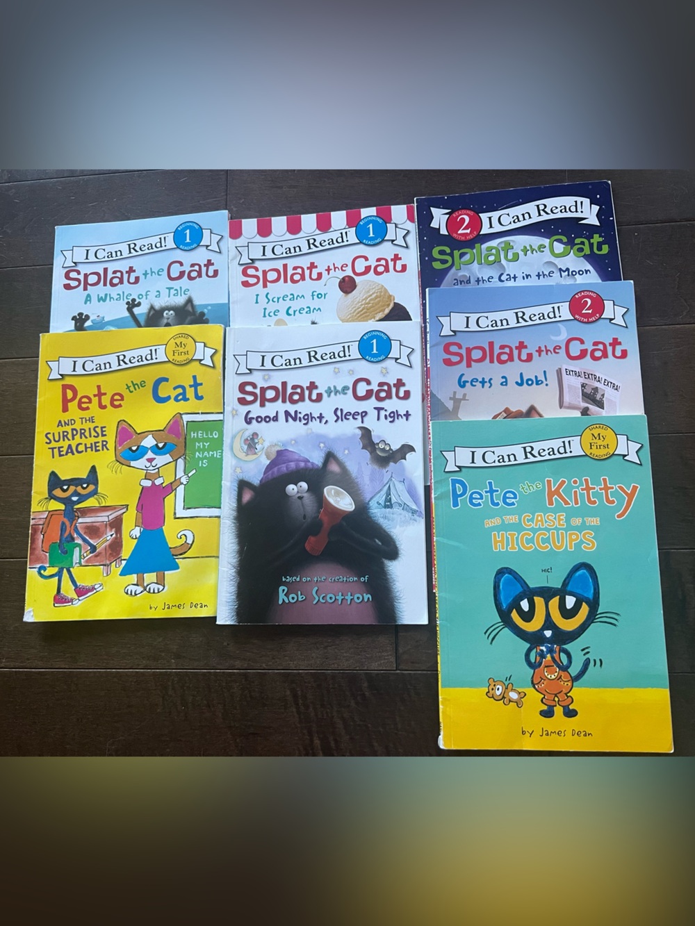 Pete the Cat & Splat the Cat Children's Book Lot - Bright Yellow, Aqua, White